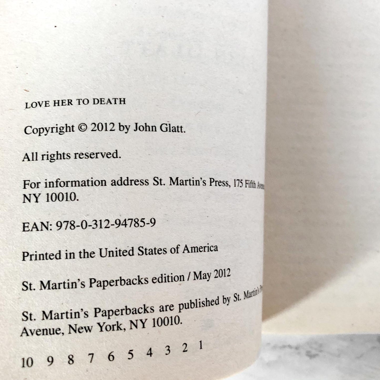 Love Her to Death by John Glatt [FIRST PRINTING] 2012