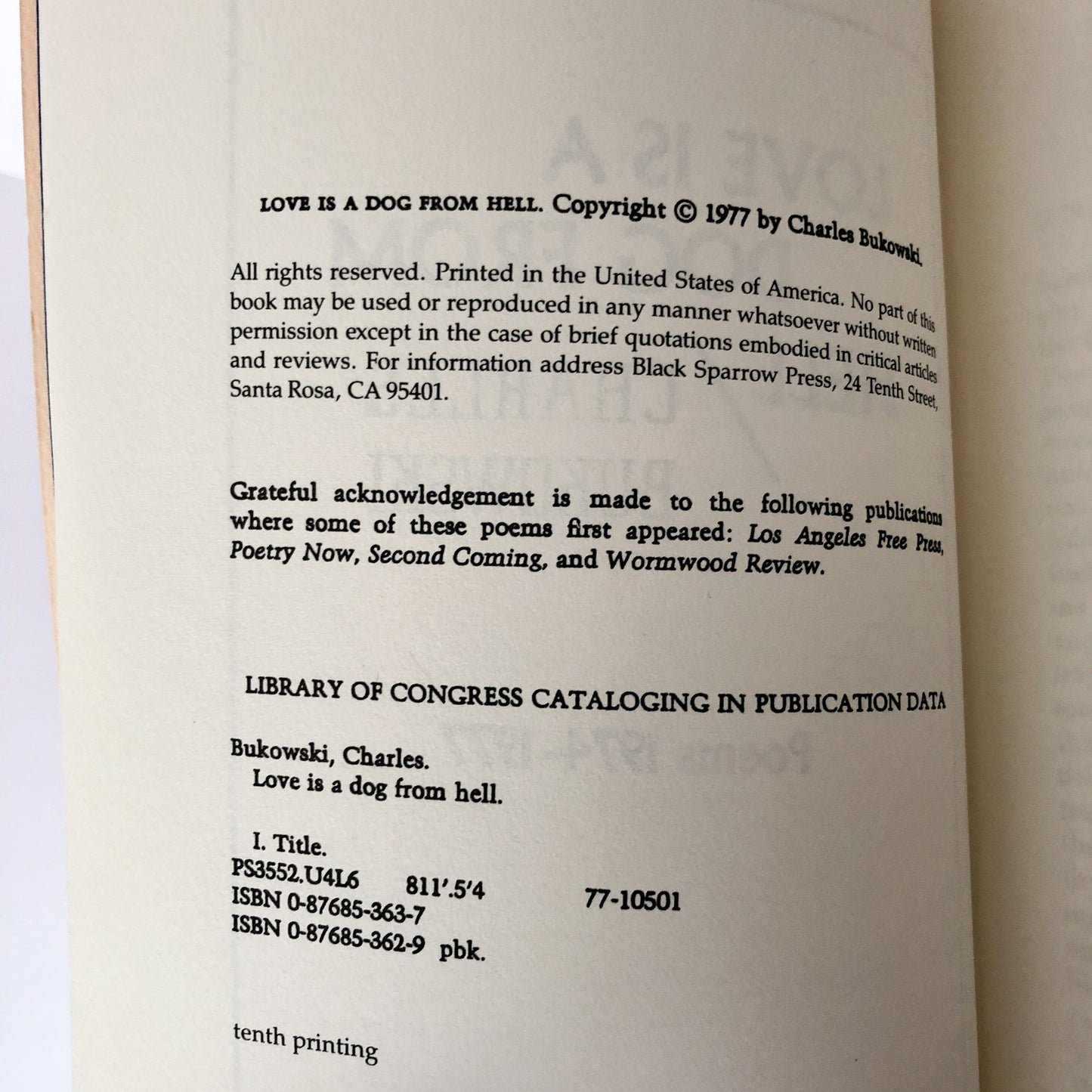 Love is a Dog From Hell by Charles Bukowski [FIRST EDITION PAPERBACK]