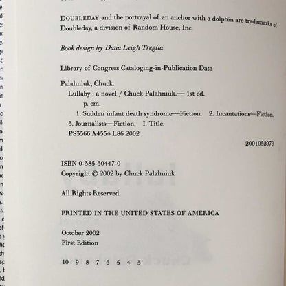 Lullaby by Chuck Palahniuk [FIRST EDITION] 2002