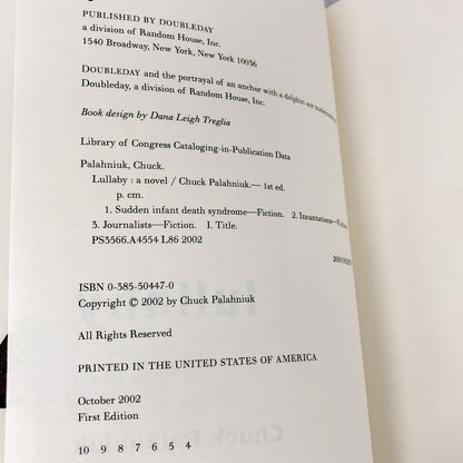 Lullaby by Chuck Palahniuk [FIRST EDITION] 2002