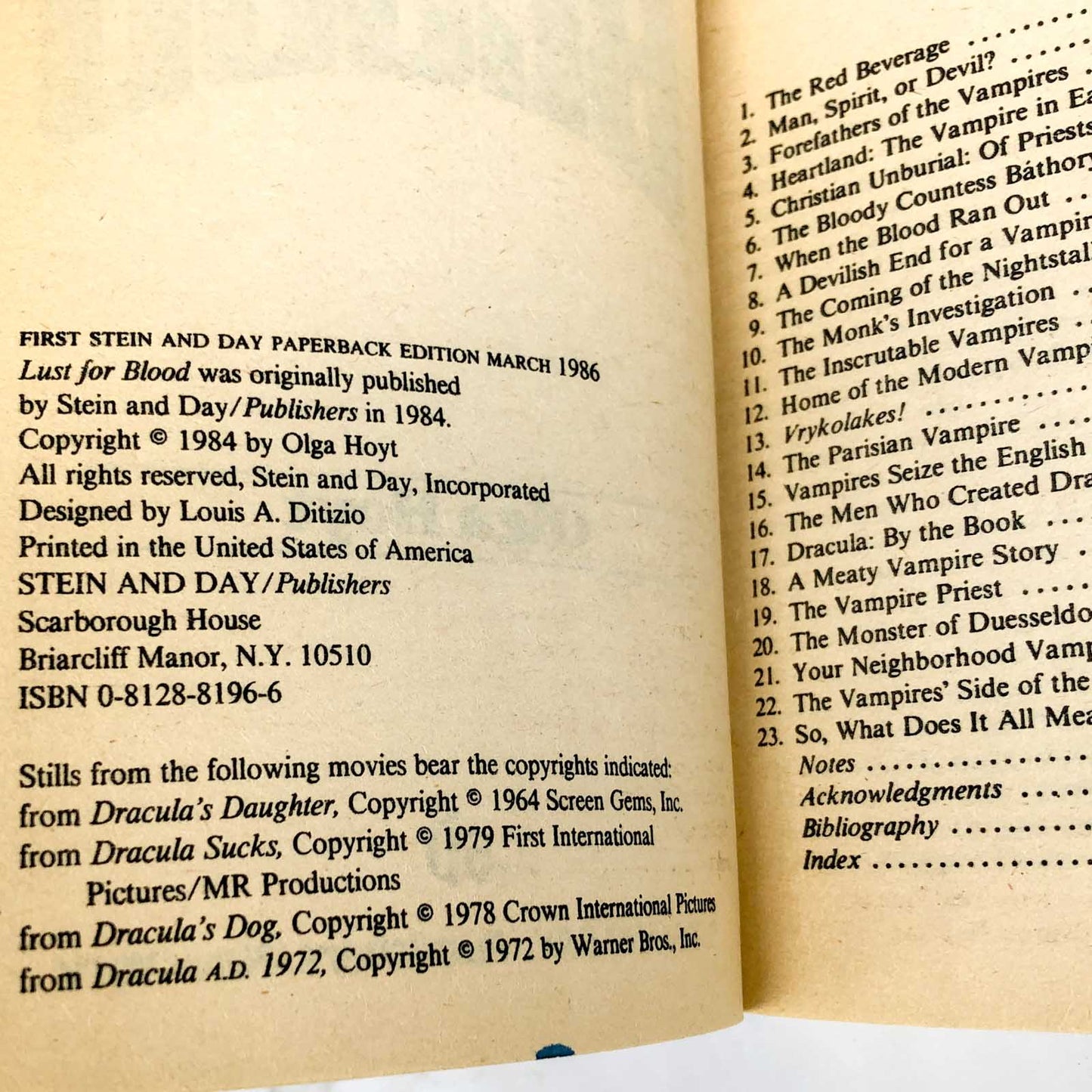 Lust For Blood by Olga Hoyt [FIRST PAPERBACK PRINTING] 1986