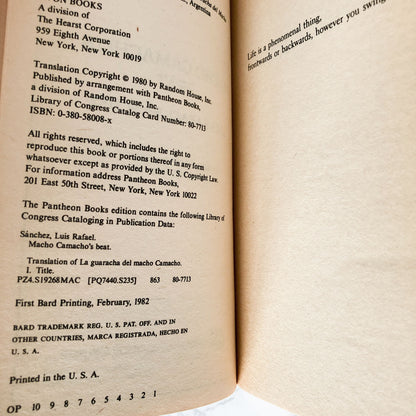 Macho Camacho's Beat by Luis Rafael Sánchez [1982 PAPERBACK]