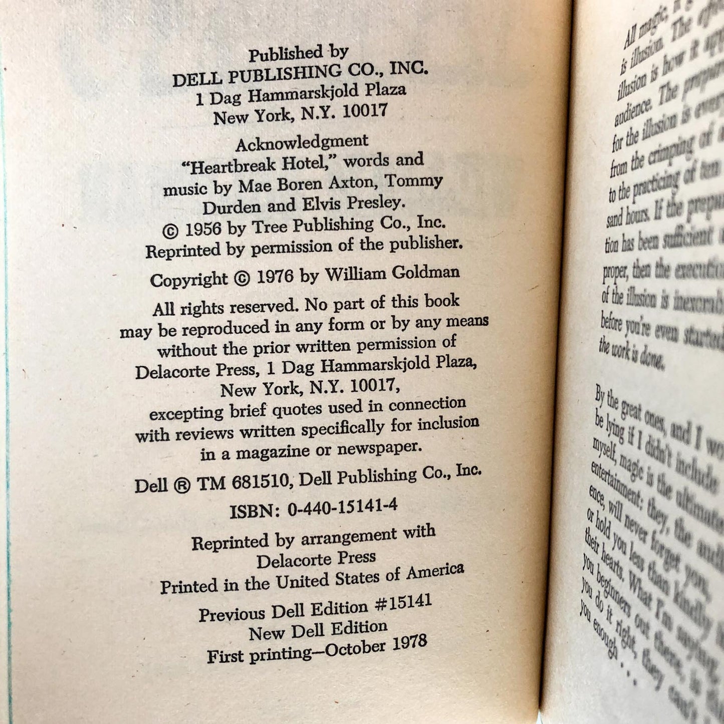 Magic by William Goldman [1978 DELL PAPERBACK]