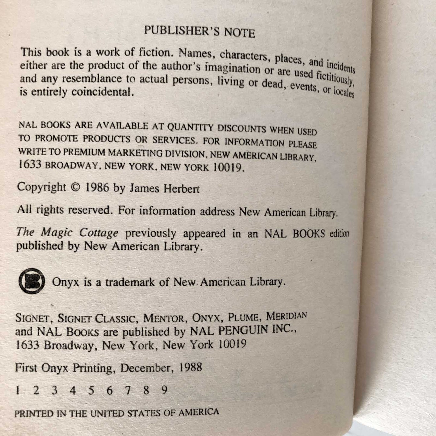 The Magic Cottage by James Herbert [1988 PAPERBACK]