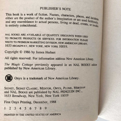 The Magic Cottage by James Herbert [1988 PAPERBACK]