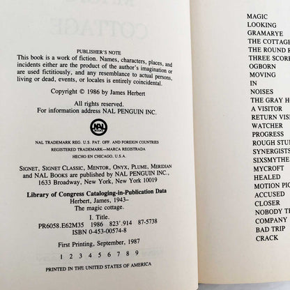The Magic Cottage by James Herbert [FIRST EDITION / FIRST PRINTING] 1987