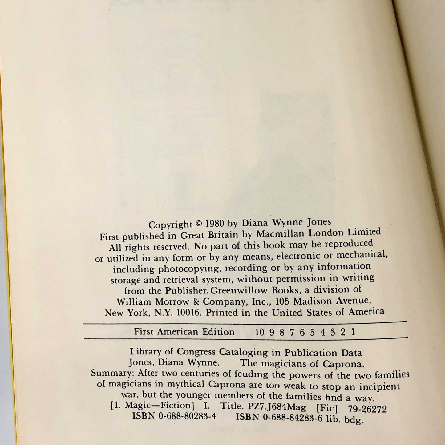 The Magicians of Caprona by Diana Wynne Jones [FIRST EDITION • FIRST PRINTING] 1980