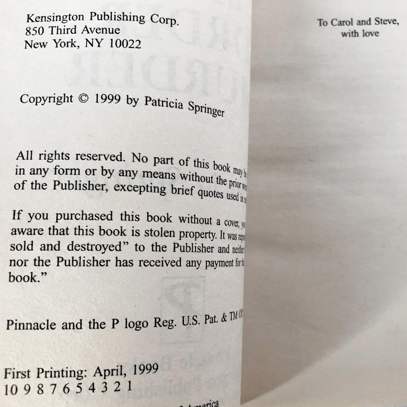 Mail Order Murder by Patricia Springer [1999 PAPERBACK]