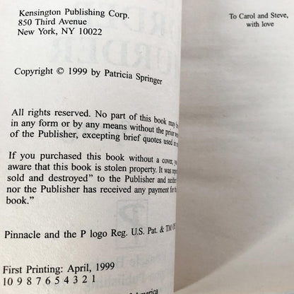 Mail Order Murder by Patricia Springer [1999 PAPERBACK]