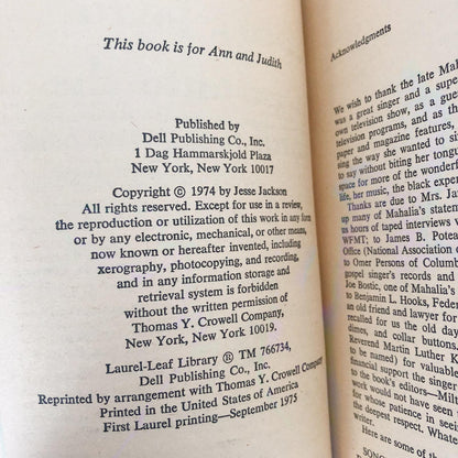 Make a Joyful Noise Unto the Lord! The Life of Mahalia Jackson, Queen of Gospel by Rev. Jesse Jackson [1975 PAPERBACK]