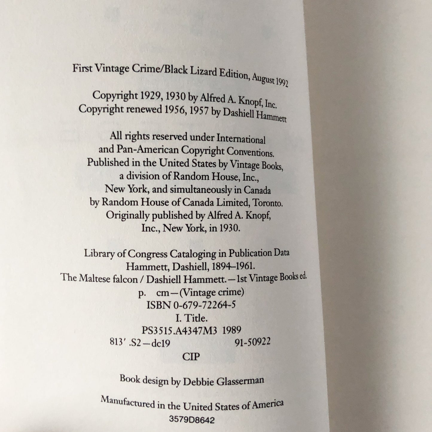 The Maltese Falcon by Dashiell Hammett [1992 TRADE PAPERBACK] - Bookshop Apocalypse