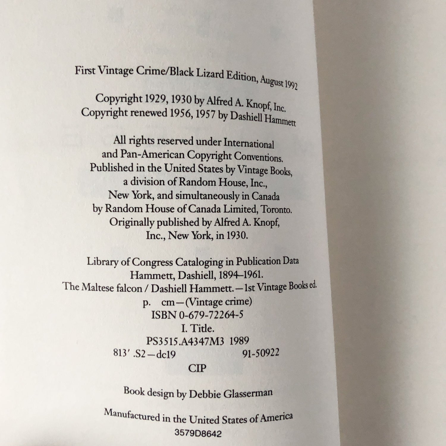 The Maltese Falcon by Dashiell Hammett [1992 TRADE PAPERBACK] - Bookshop Apocalypse