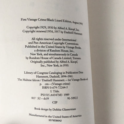 The Maltese Falcon by Dashiell Hammett [1992 TRADE PAPERBACK] - Bookshop Apocalypse