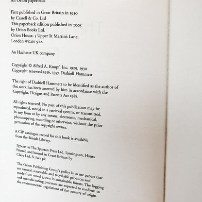 The Maltese Falcon by Dashiell Hammett [U.K. TRADE PAPERBACK] 2005 • Orion