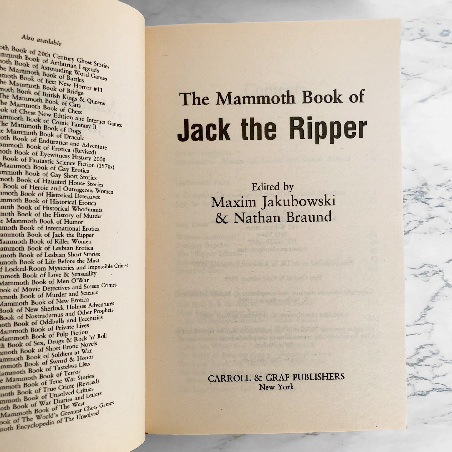 The Mammoth Book of Jack the Ripper by Maxim Jakubowski & Nathan Braund [U.K. TRADE PAPERBACK] 1999