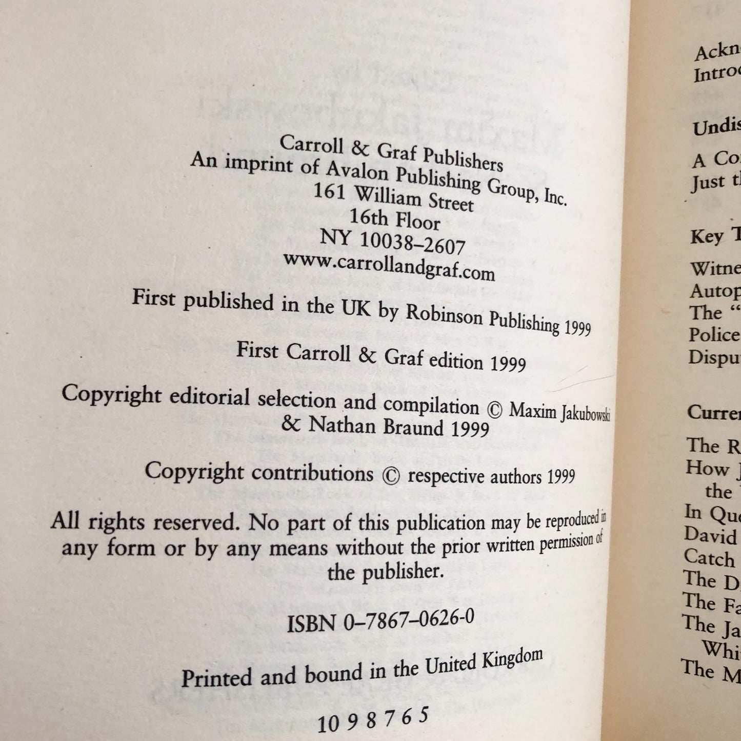 The Mammoth Book of Jack the Ripper by Maxim Jakubowski & Nathan Braund [U.K. TRADE PAPERBACK] 1999