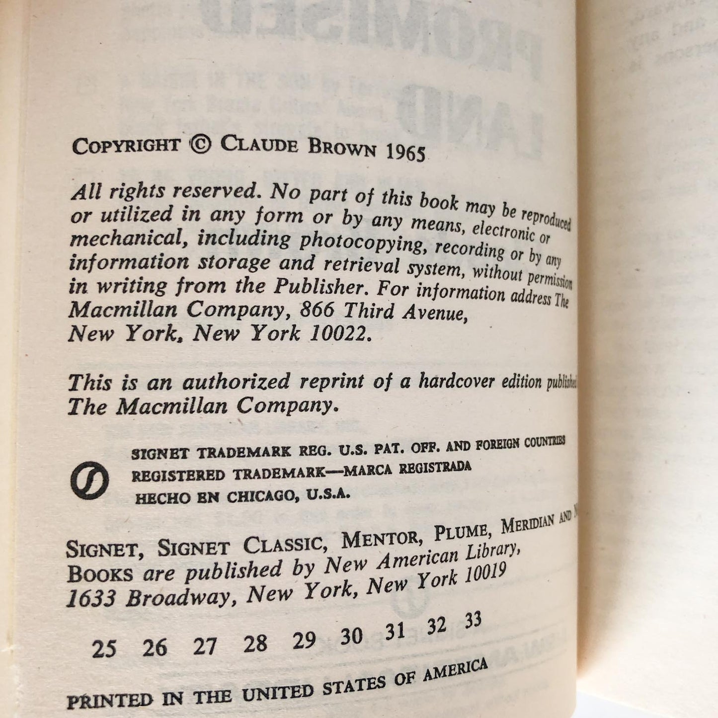 Manchild in the Promised Land by Claude Brown [1965 PAPERBACK]