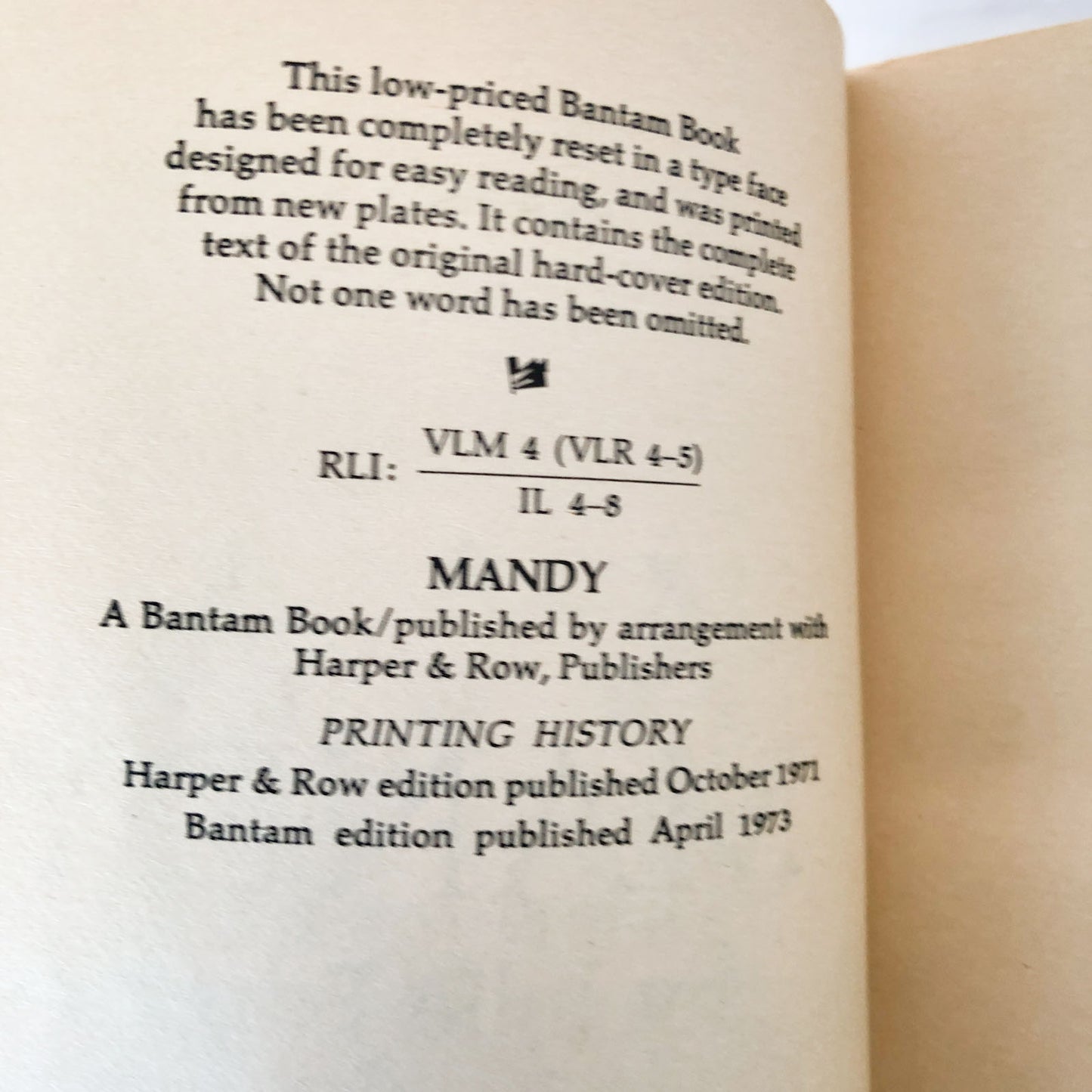 Mandy by Julie Andrews Edwards [FIRST PAPERBACK PRINTING / 1973]