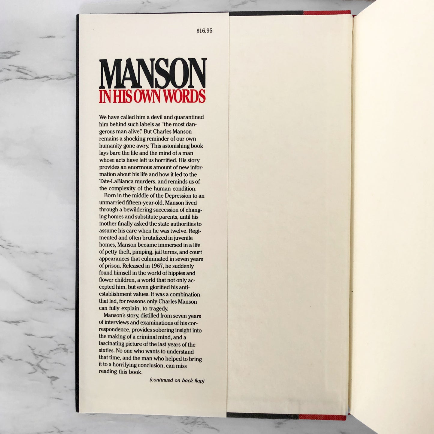 Manson in His Own Words by Charles Manson & Neul Emmons [FIRST EDITION]