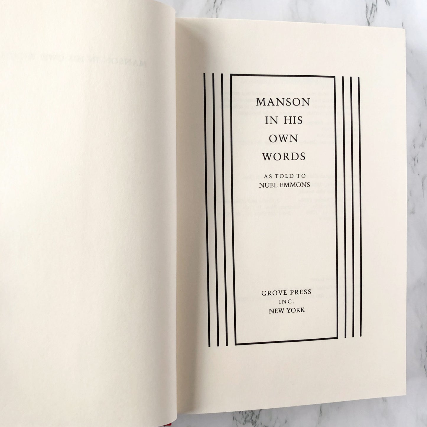 Manson in His Own Words by Charles Manson & Neul Emmons [FIRST EDITION]