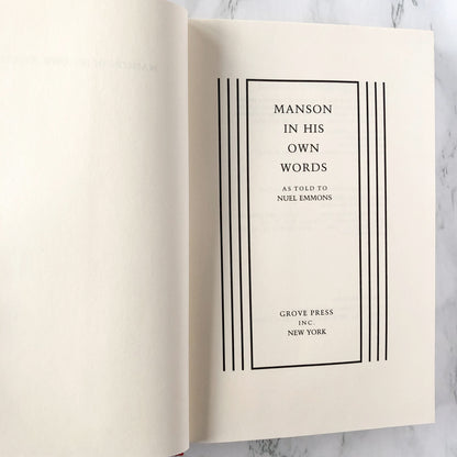 Manson in His Own Words by Charles Manson & Neul Emmons [FIRST EDITION]