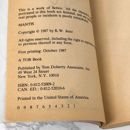 Mantis by K.W. Jeter [FIRST PRINTING] 1987