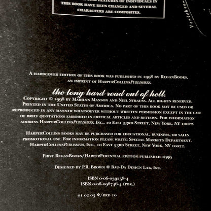 The Long Hard Road Out of Hell by Marilyn Manson [FIRST EDITION PAPERBACK] 1999