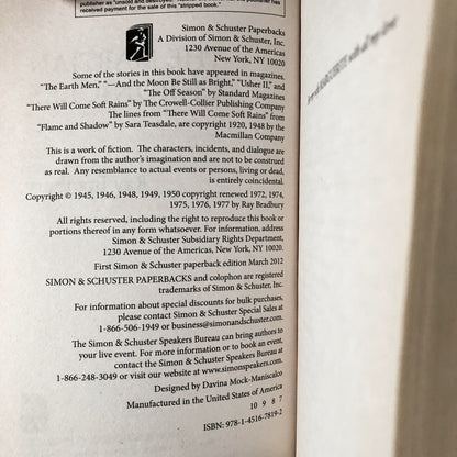 The Martian Chronicles by Ray Bradbury [2012 PAPERBACK] - Bookshop Apocalypse