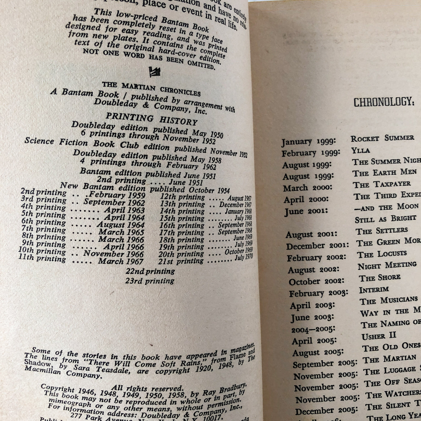 The Martian Chronicles by Ray Bradbury [1970 PAPERBACK]