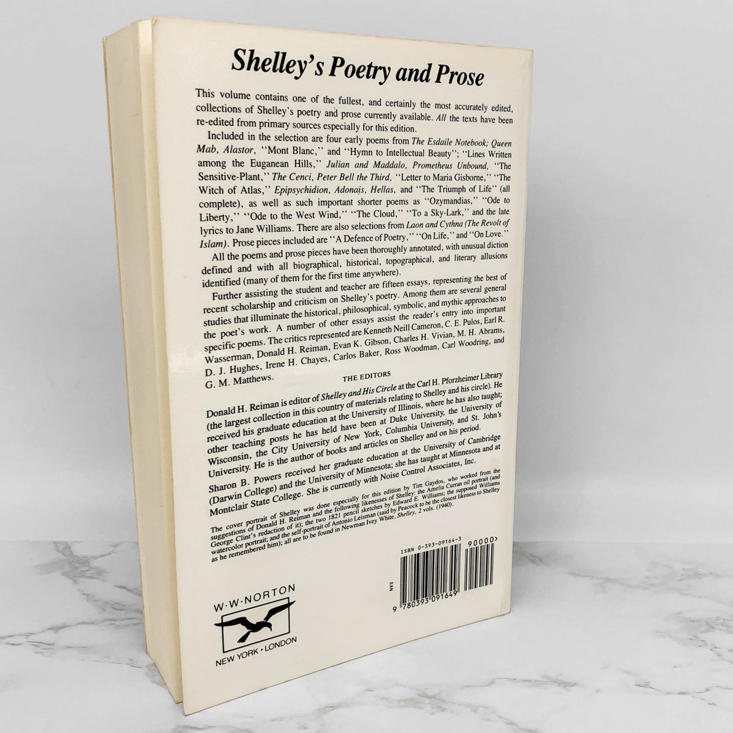 Shelley's Poetry and Prose: Authoritative Texts & Criticism by Percy Bysshe Shelley [1977 TRADE PAPERBACK]