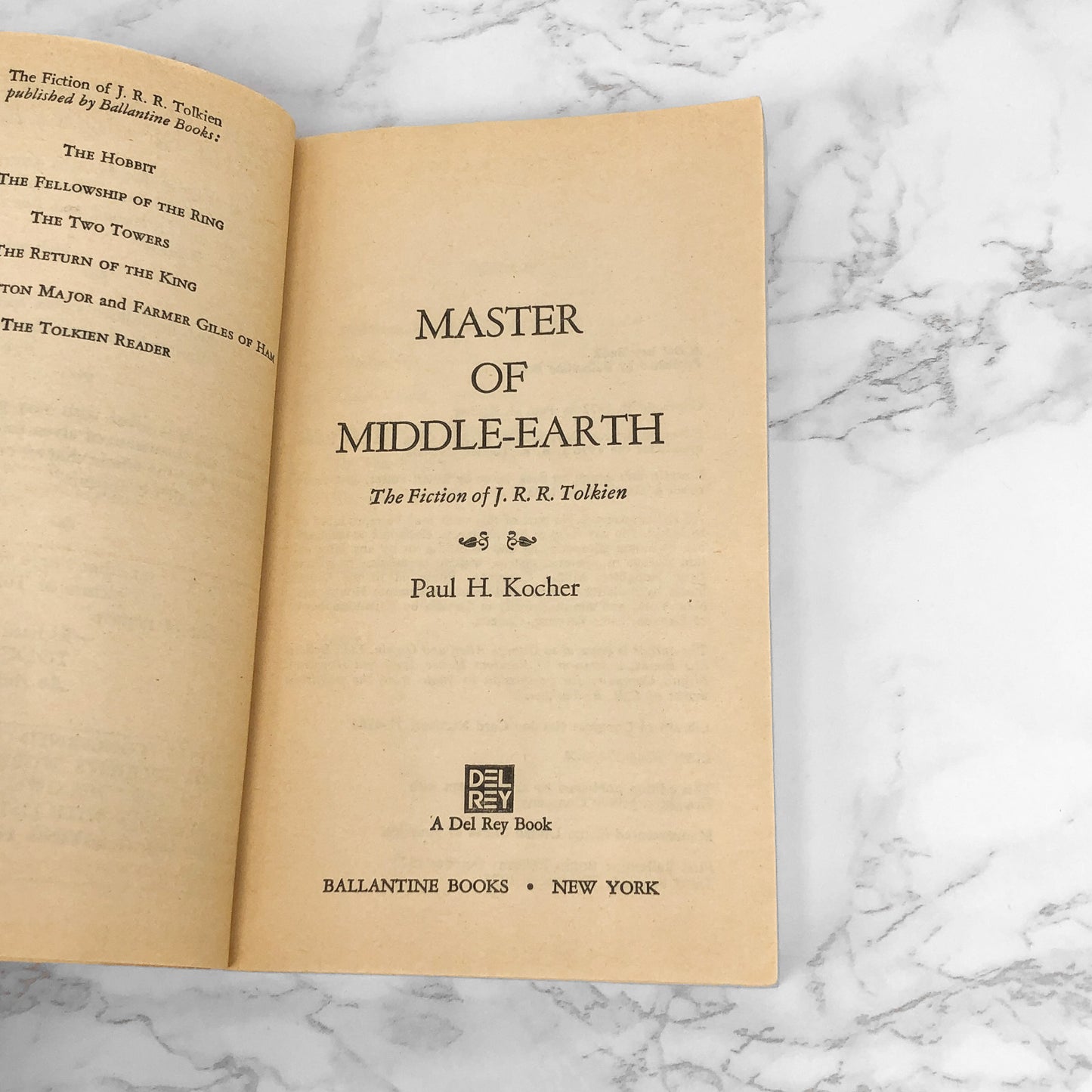 Master of Middle Earth: The Fiction of J.R.R. Tolkien by Paul H. Kocher [1978 PAPERBACK]