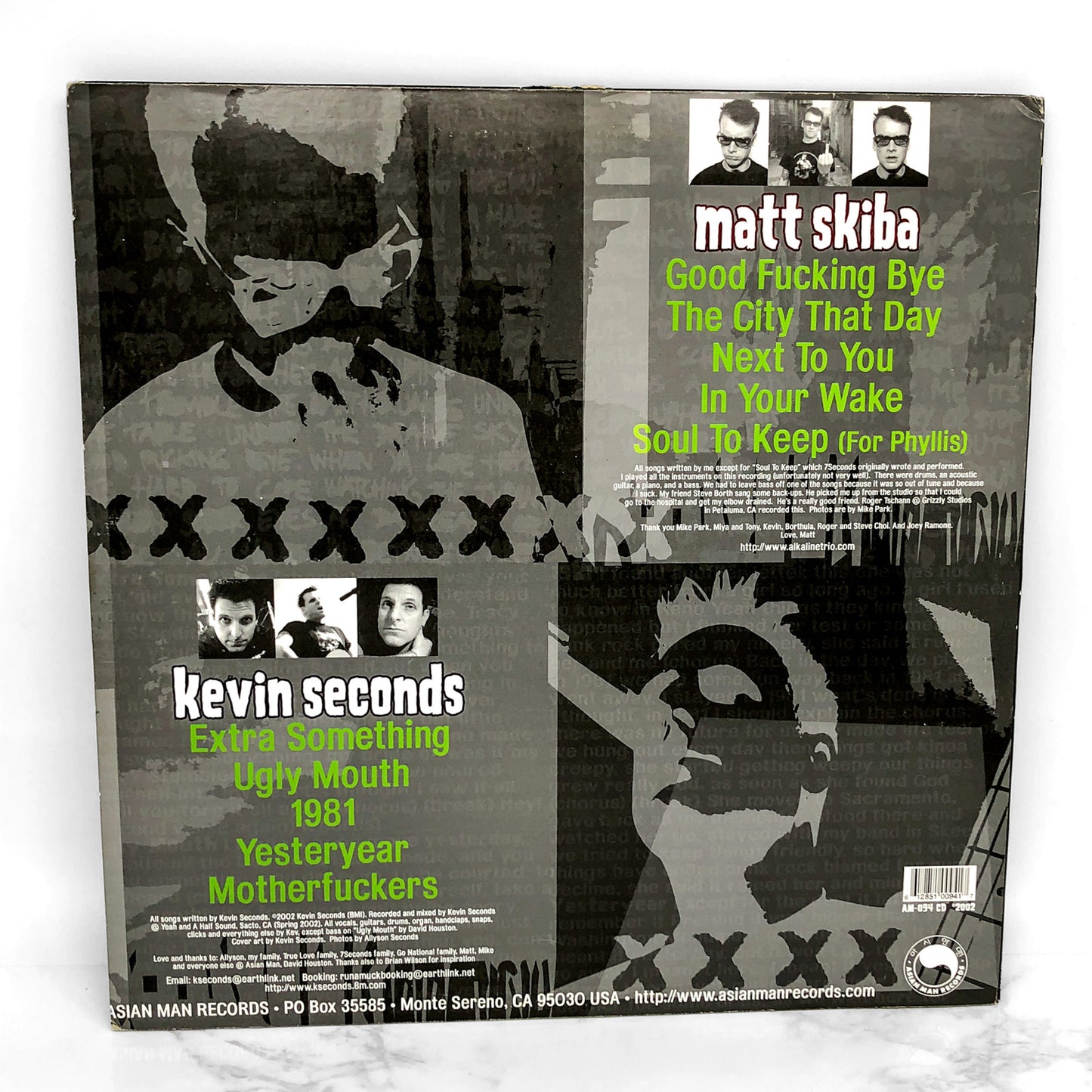 Matt Skiba & Kevin Seconds – Split [VINYL LP] 2008 • Asian Man • 2nd Pressing • 1/500 White x Charcoal Swirl