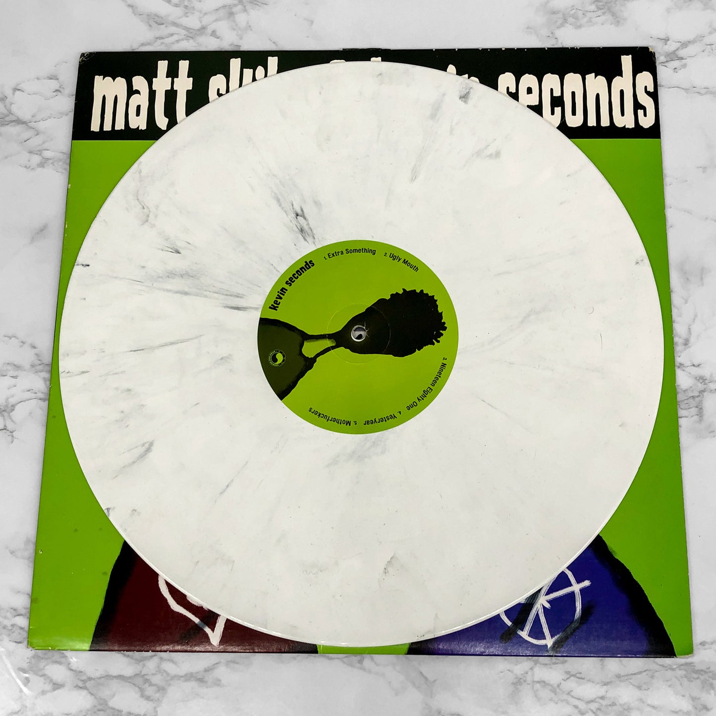 Matt Skiba & Kevin Seconds – Split [VINYL LP] 2008 • Asian Man • 2nd Pressing • 1/500 White x Charcoal Swirl