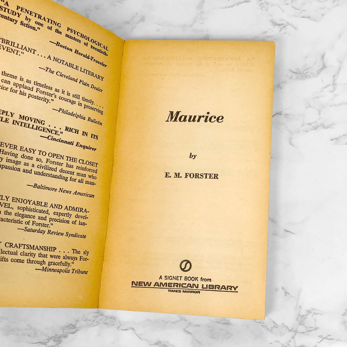 Maurice by E.M. Forster [FIRST PAPERBACK PRINTING] 1973