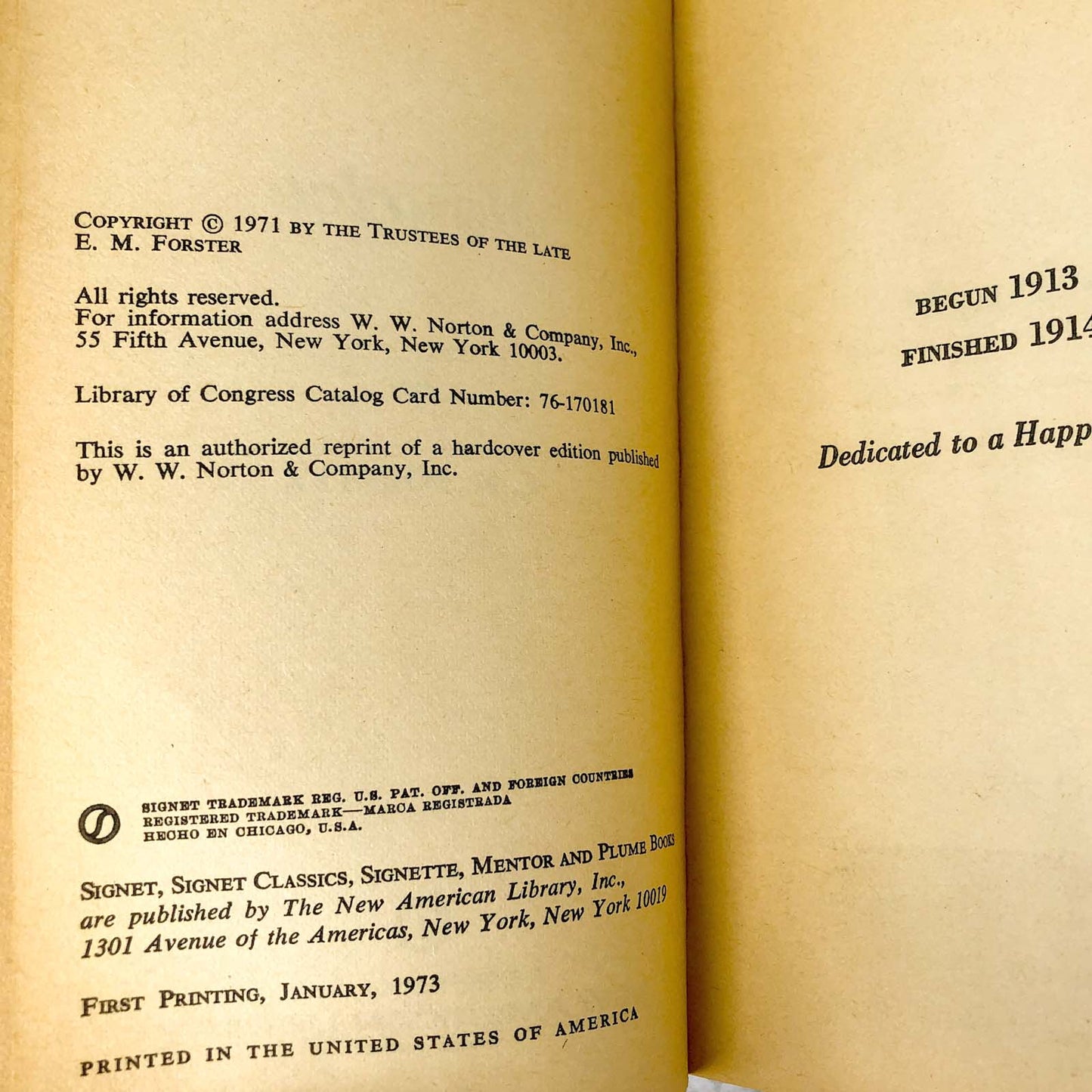 Maurice by E.M. Forster [FIRST PAPERBACK PRINTING] 1973