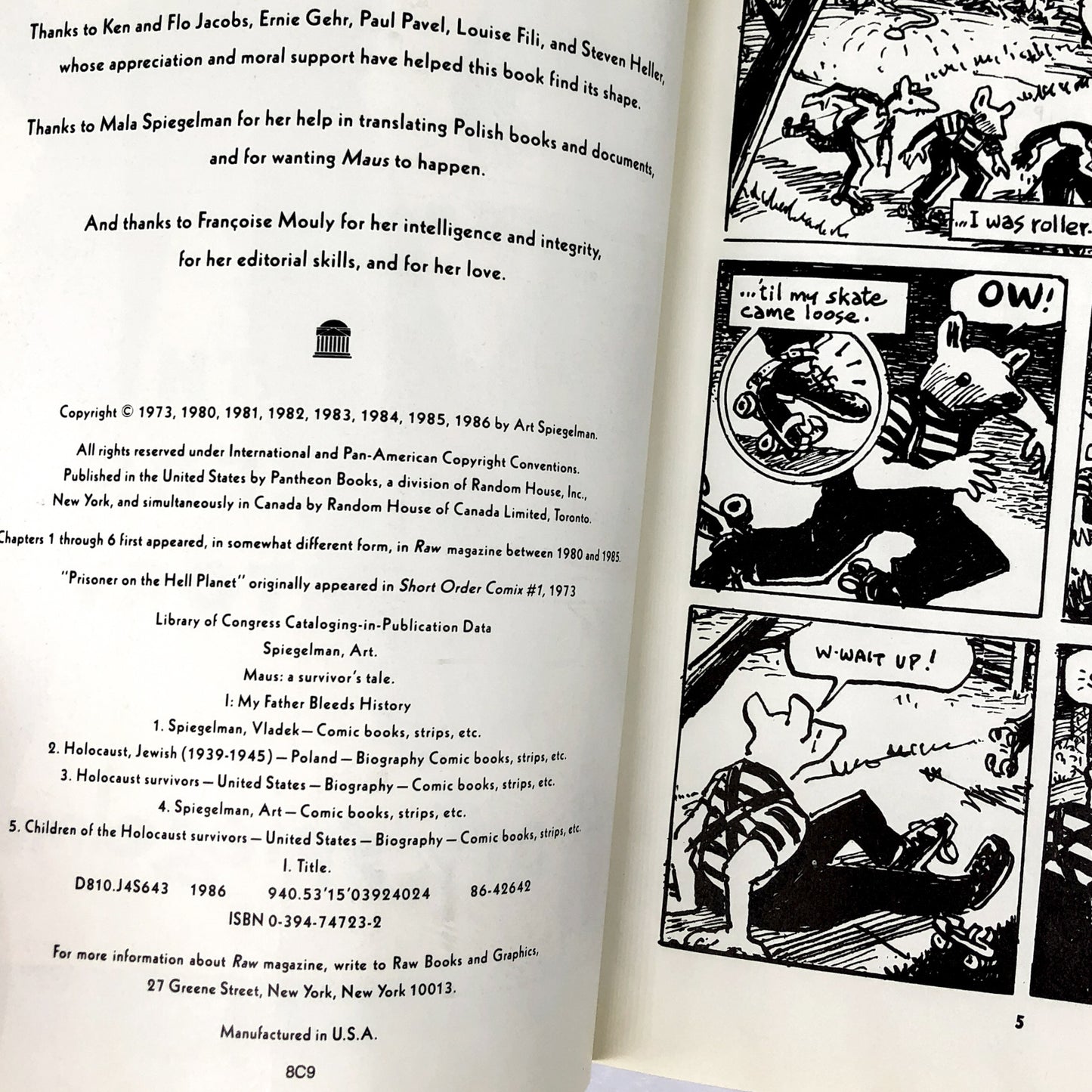 Maus I: A Survivor's Tale: My Father Bleeds History by Art Spiegelman [TRADE PAPERBACK] 1986