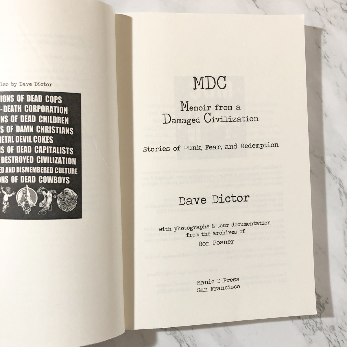 MDC: Memoir from a Damaged Civilization by Dave Dictor - Bookshop Apocalypse