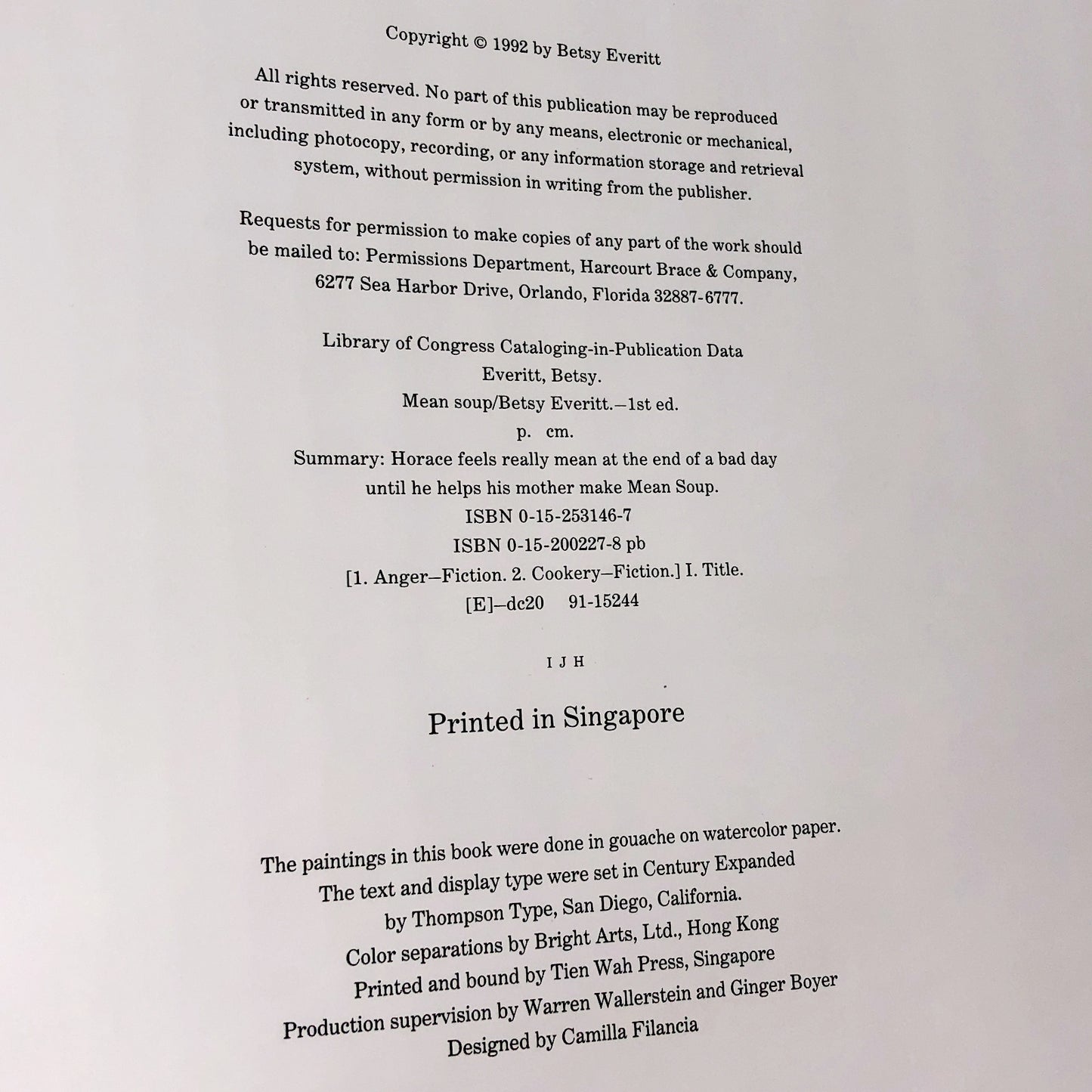 Mean Soup by Betsy Everitt [FIRST EDITION] 1992 • Harcourt