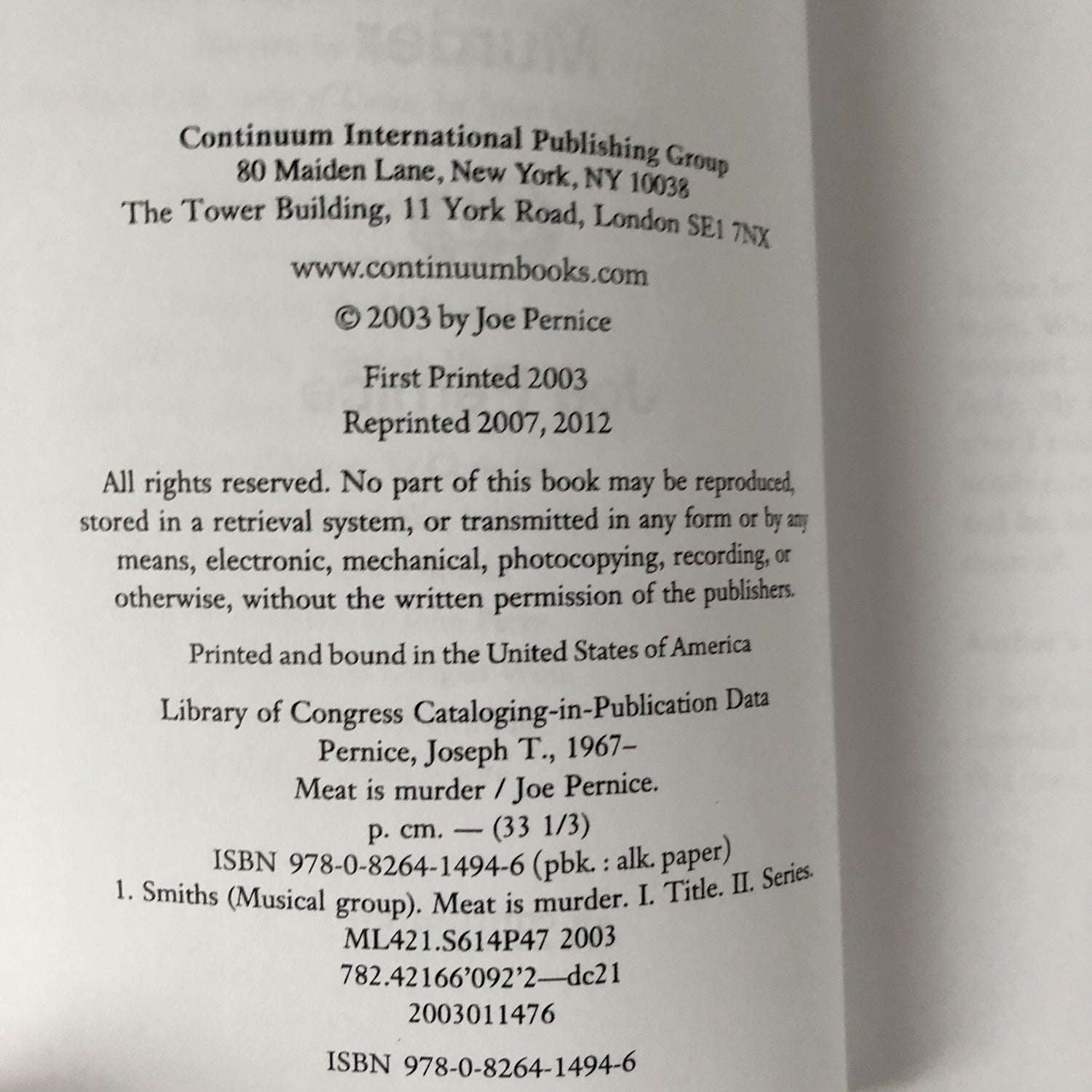 Meat is Murder [33 1/3] by Joe Pernice [TRADE PAPERACK] - Bookshop Apocalypse