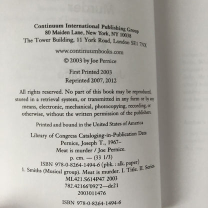 Meat is Murder [33 1/3] by Joe Pernice [TRADE PAPERACK] - Bookshop Apocalypse