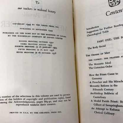 The Portable Medieval Reader edited by James Bruce Ross & Mary Martin McLaughlin [1956 VIKING PAPERBACK]