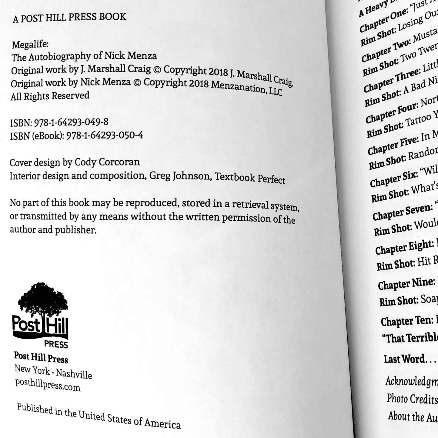 Megalife: The Autobiography of Nick Menza by J. Marshall Craig [2018 TRADE PAPERBACK]