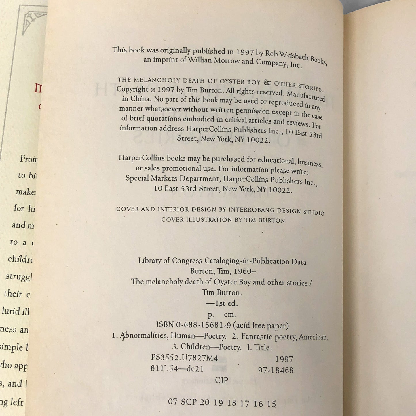The Melancholy Death of Oyster Boy & Other Stories by Tim Burton [STICK BOY'S FESTIVE EDITION]