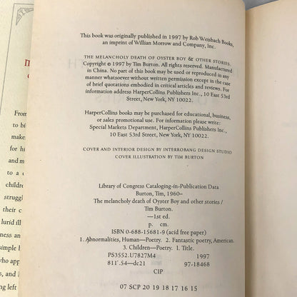 The Melancholy Death of Oyster Boy & Other Stories by Tim Burton [STICK BOY'S FESTIVE EDITION]