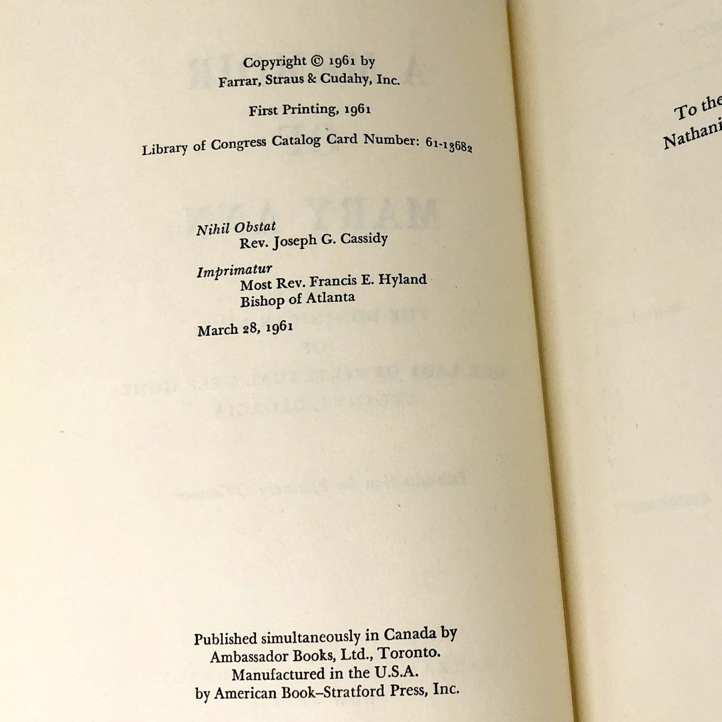 A Memoir of Mary Ann introduced by Flannery O'Connor [FIRST EDITION • FIRST PRINTING] 1961