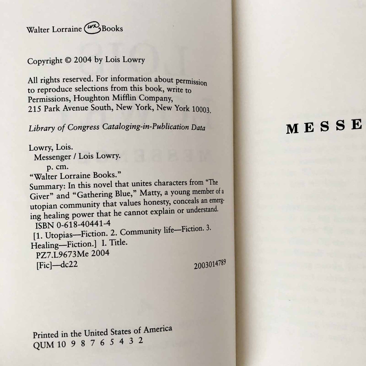 Messenger by Lois Lowry [FIRST EDITION] 2004 • The Giver #3