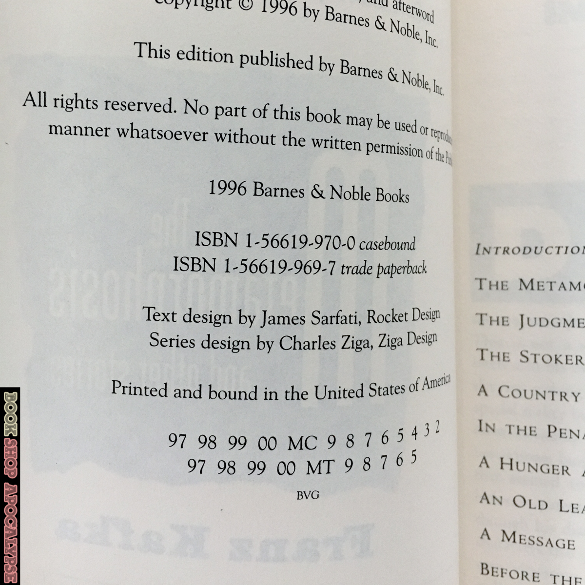 The Metamorphosis & Other Stories by Franz Kafka [1996 PAPERBACK] - Bookshop Apocalypse