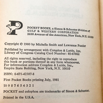 Michelle Remembers by Michelle Smith & Lawrence Pazder [FIRST PAPERBACK PRINTING / 1981]