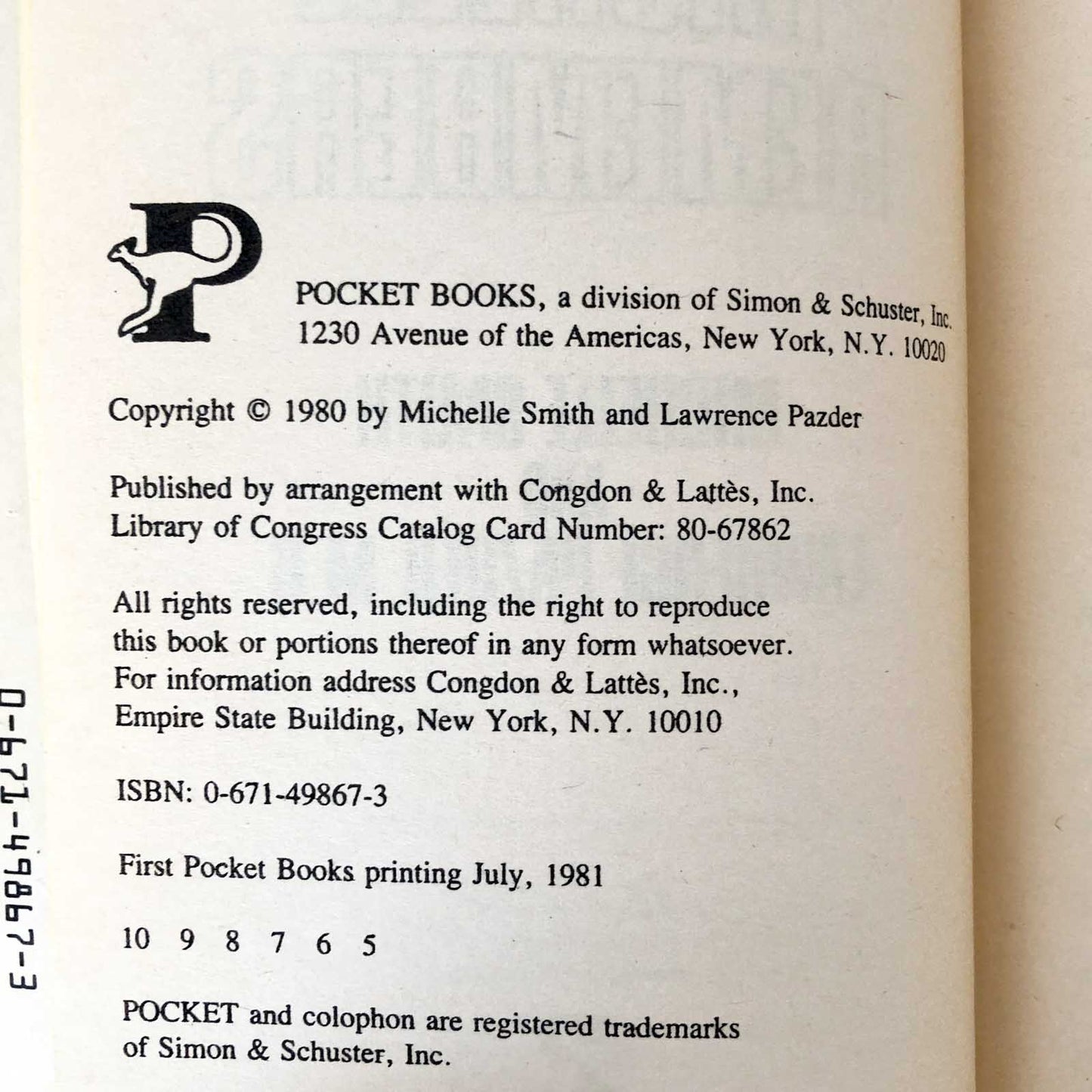 Michelle Remembers by Michelle Smith & Lawrence Pazder [1981 PAPERBACK]