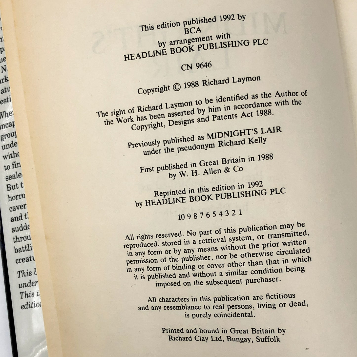 Midnight's Lair by Richard Laymon [1992 U.K. HARDCOVER]
